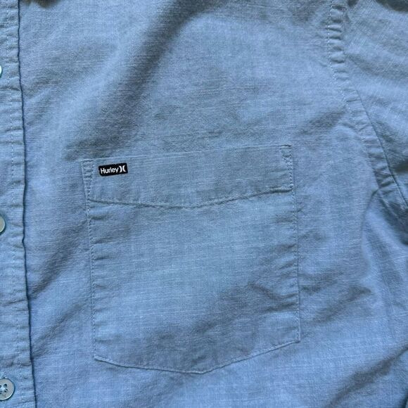 Hurley Blue Long Sleeve Button Up Shirt Size XL 100% Cotton Collared Shirt - Picture 2 of 13